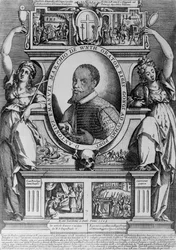 Portræt af ambassadør Antonius Emanuel, med fire historiske scener fra hans liv, 1608